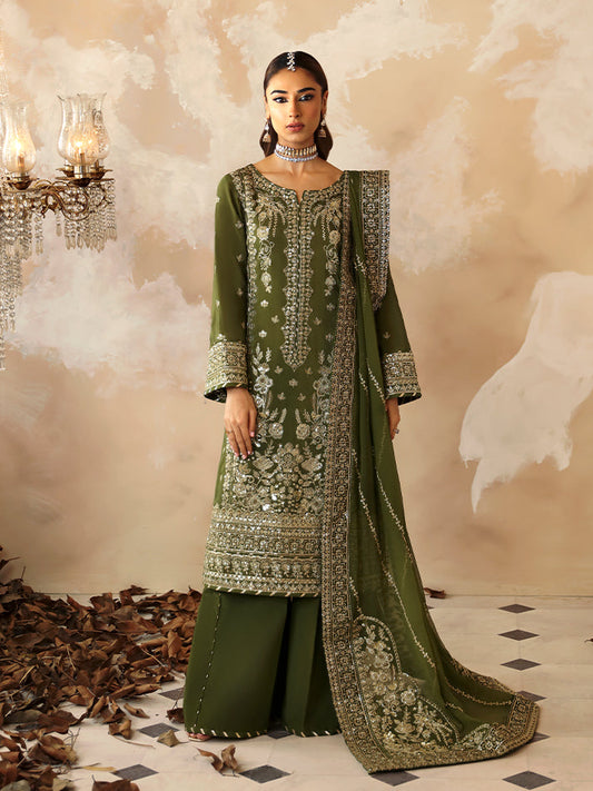 Pista Green Organza 2pc Unstitched